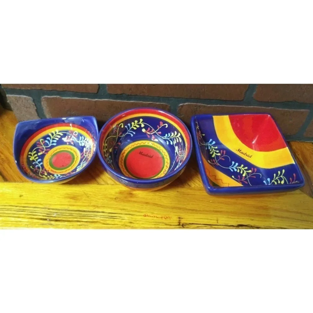 Del Rio Salado Ceramic Hand Painted Bowl serving Salsa Relish cereal multicolor
